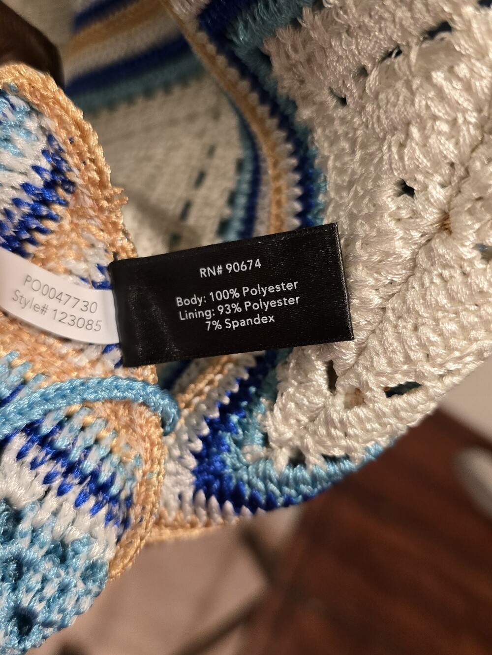 Boston Proper Midi Blue & Cream Crochet Dress with Fringe - Picture 12 of 13